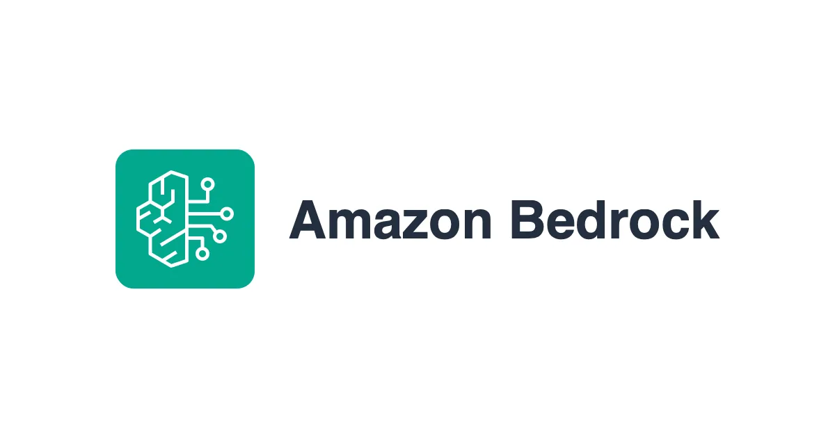 The Amazon Bedrock icon, a white line-drawn brain of hexagonal outlines with circuit traces ending in small circles, on a teal rounded square, beside the words Amazon Bedrock in dark navy on a white card