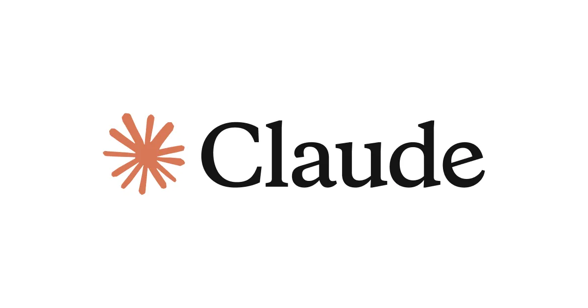 The Claude starburst logo in terracotta and the Claude wordmark in black on a white card