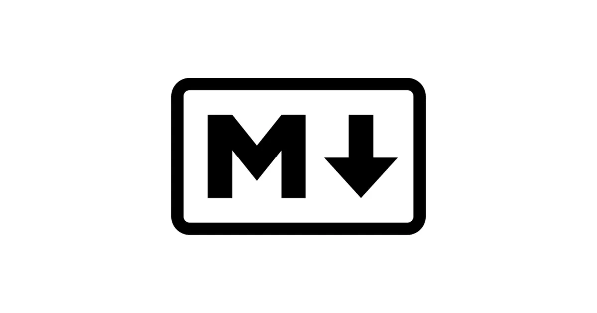 The Markdown mark, a black rounded rectangle enclosing an M and a downward arrow, on a white card