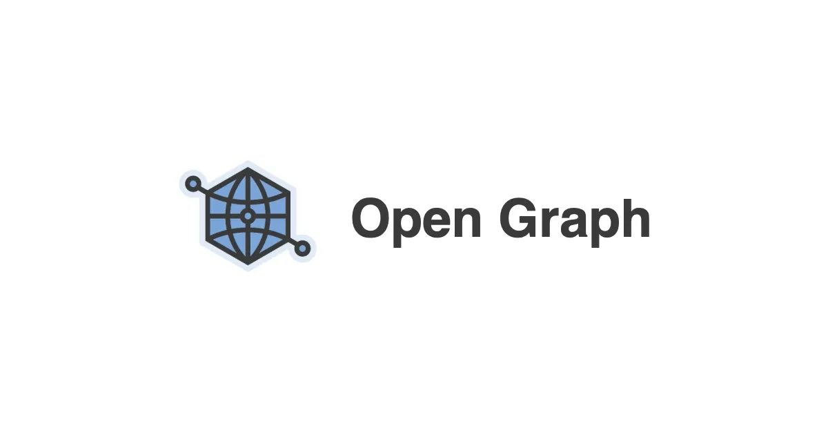 The Open Graph protocol logo, a dark grey hexagon holding a blue globe with a node on each side, beside the dark grey Open Graph wordmark on a white card