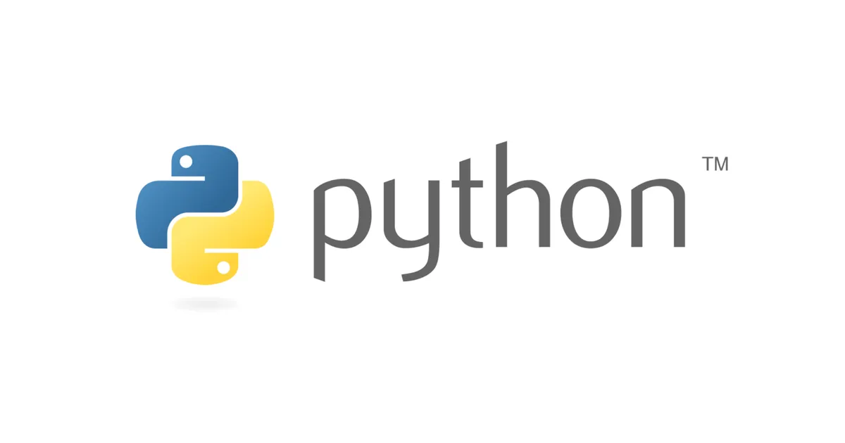 The Python two-snake logo in blue and yellow beside the python wordmark in grey on a white card